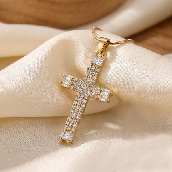 Wei&szlig;er Zirkonia Halskette ca. 52 cm Nickelfreies Messing image number 1