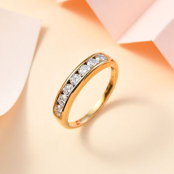 Moissanit Ring, 925 Silber vergoldet - 0,75 ct.