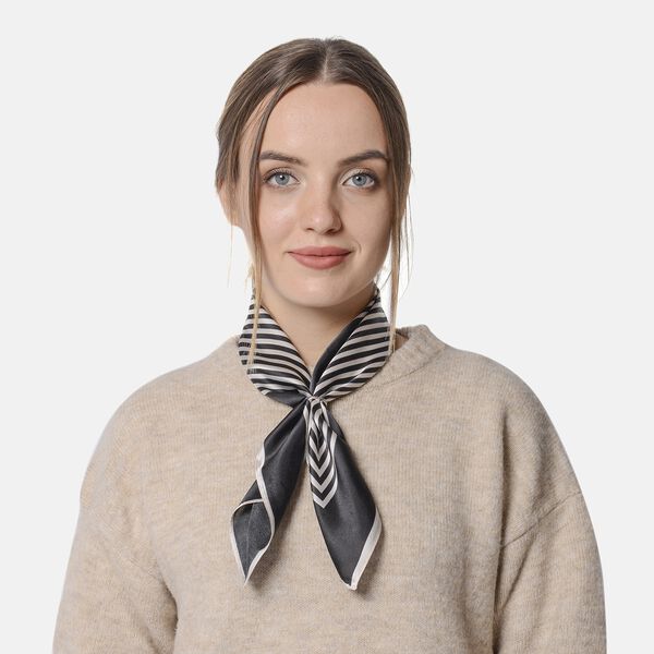 LA MAREY 100% nat&uuml;rlicher Maulbeerseiden Schal, Gr&ouml;&szlig;e: 52x52 cm, Labyrinth Muster