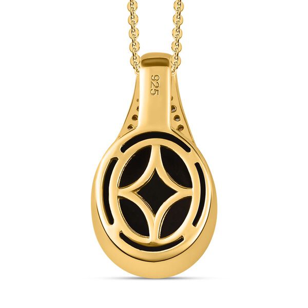 Kanadischer Ammolit und weißer Zirkon-Anhänger mit Kette, 925 Silber vergoldet ca. 2.85 ct image number 5