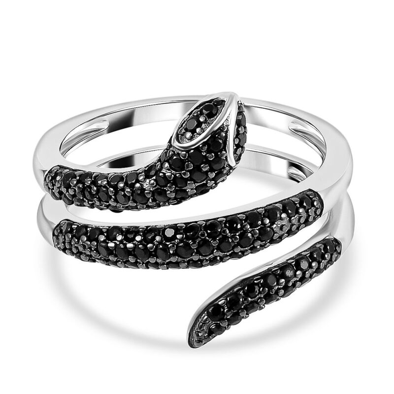 Schwarzer Spinell Ring, 925 Silber Zweifarbig, (Größe 16.00) ca. 0.65 ct image number 0