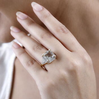 Prasiolith und Zirkon Ring- 7,10 ct.