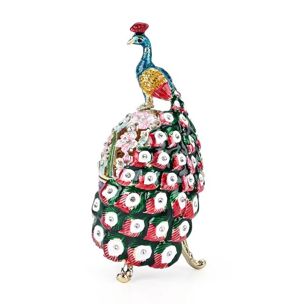 Dekorative Aufbewahrungsbox in Ei-Form mit Pfauenmotiv, 6x5,5x14cm, Mehrfarbig-rosa image number 2