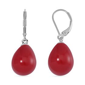 Rote Muschelkernperle Ohrringe 925 Silber rhodiniert