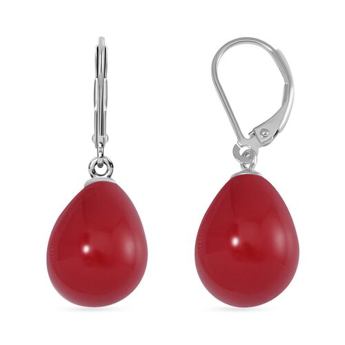 Rote Muschelkernperle Ohrringe 925 Silber rhodiniert image number 0