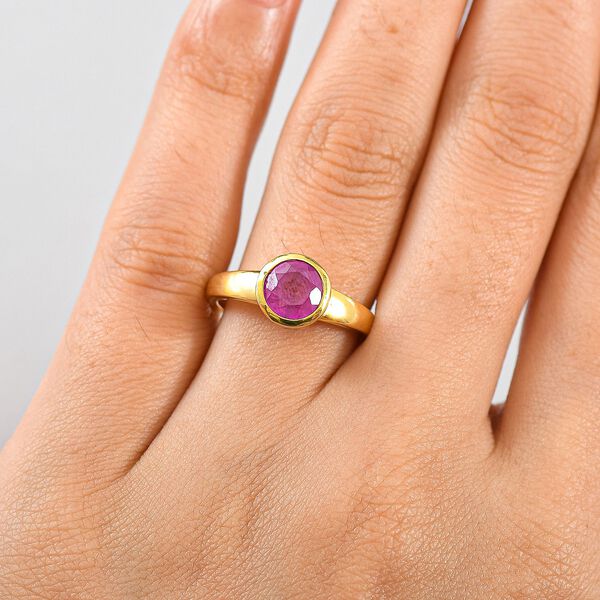 AAA Ilakaka Rosa Saphir (Fissure gef&uuml;llt) Ring 925 Silber 750 Gelbgold Vermeil (Gr&ouml;&szlig;e 21.00) ca. 2,00 ct image number 2