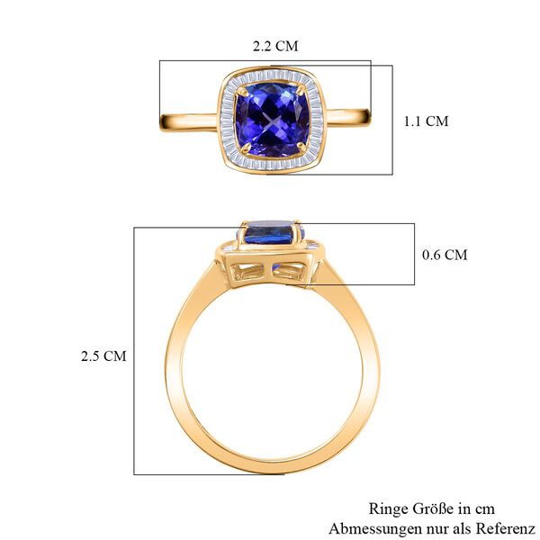 AAA Tansanit, Weißer Diamant Ring 585 Gold (Größe 18.00) ca. 1.55 ct image number 7