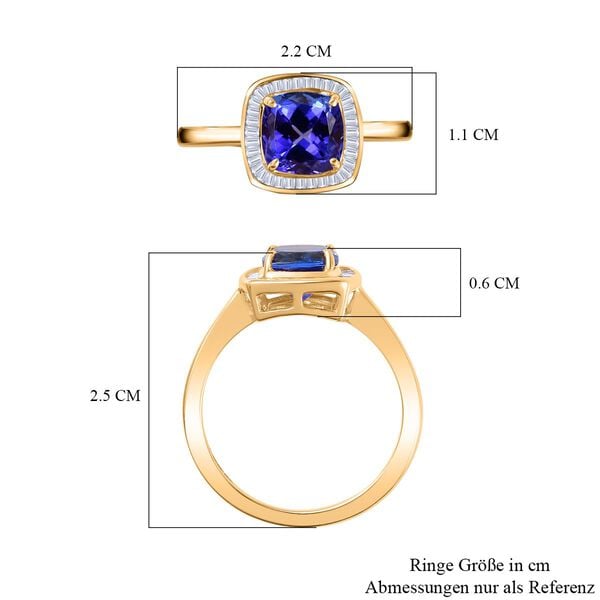 AAA Tansanit, Weißer Diamant Ring 585 Gold (Größe 18.00) ca. 1.55 ct image number 7
