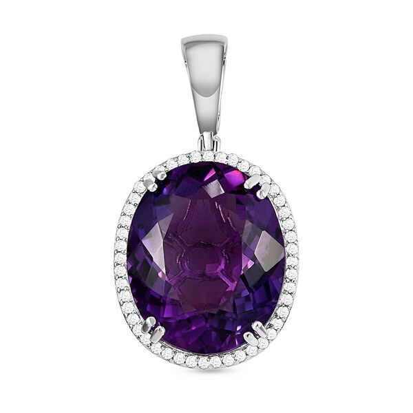 Lusaka Amethyst und wei&szlig;er Zirkon-Anh&auml;nger - 26,50 ct.
