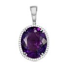 Lusaka Amethyst und weißer Zirkon-Anhänger, 925 Silber platiniert ca. 26,50 ct