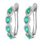 AAA Kagem sambische Smaragd und Zirkon-Creolen, 925 Silber rhodiniert ca. 1,61 ct