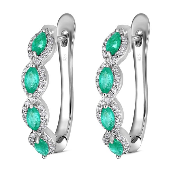 AAA Kagem sambische Smaragd und Zirkon-Ohrringe in Silber image number 0