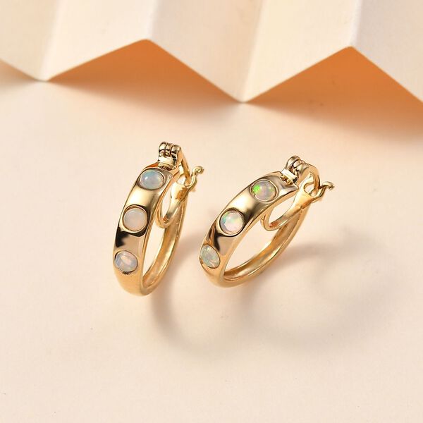 AA natürlicher, äthiopischer Welo Opal Ohrringe, 925 Silber vergoldet -  0,49 ct. image number 2