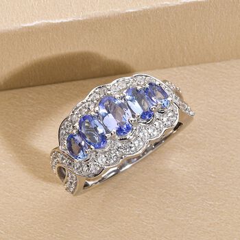 Tansanit und Zirkon Ring - 1,84 ct.