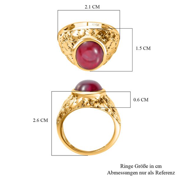 GP Celestial Dream Kollektion -  Afrikanischer Rubin (Fissure gef&uuml;llt), Kanchanaburi Blauer Saphir Ring, 925 Silber Gelbgold Vermeil, (Gr&ouml;&szlig;e 20.00) ca. 8.04 ct image number 6