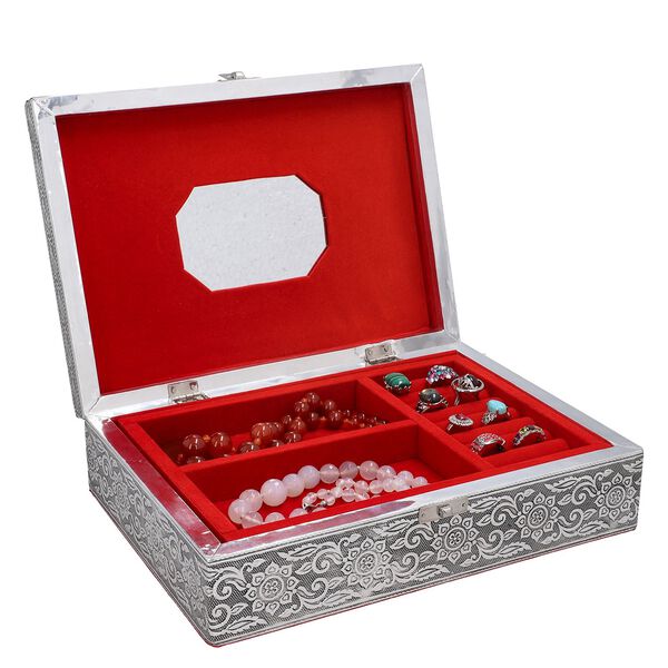 Schmuckkästchen aus Holz mit Aluminiumbeschlag, Baum-Verzierung, Silber image number 6