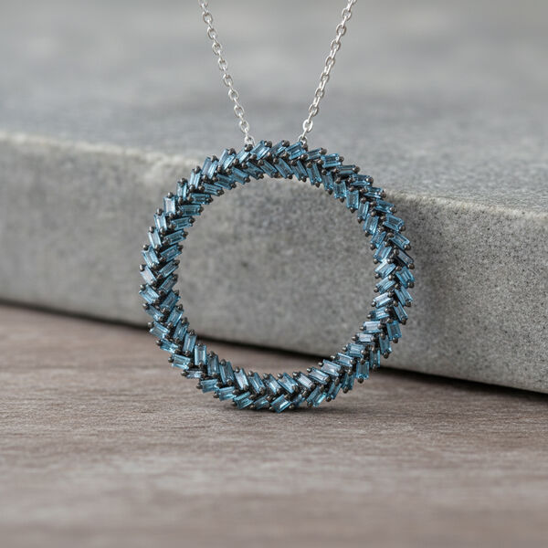 LUXURIANT SGL zertifizierter VS-EF Labor blauer Diamant Anh&auml;nger mit 50cm Kette - 1 ct. image number 2