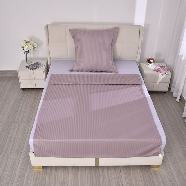 Bettw&auml;sche-Set aus 80% Baumwolle mit Satin-Streifen, 135 x 200 cm und 80 x 80 cm, Lavendel image number 2