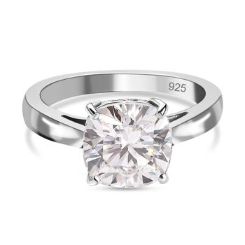 Moissanit Ring, 925 Silber platiniert (Gr&ouml;&szlig;e 21.00) ca. 3.16 ct