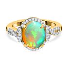 Natürlicher Äthiopischer Opal und Zirkon Halo Ring 925 Silber Gelbgold Vermeil image number 0