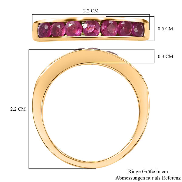 D'Joy AA Afrikanischer Rubin (Fissure gefüllt) Ring 925 Silber 750 Gelb Vergoldet (Größe 17.00) ca. 1,22 ct image number 6