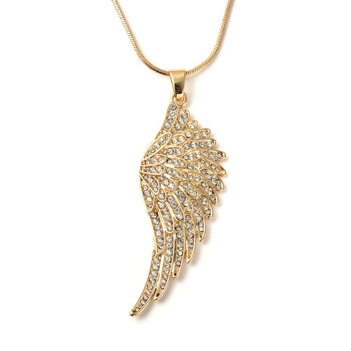 Weißer Kristall-Anhänger mit Kette, 71+5 cm, goldfarben image number 0