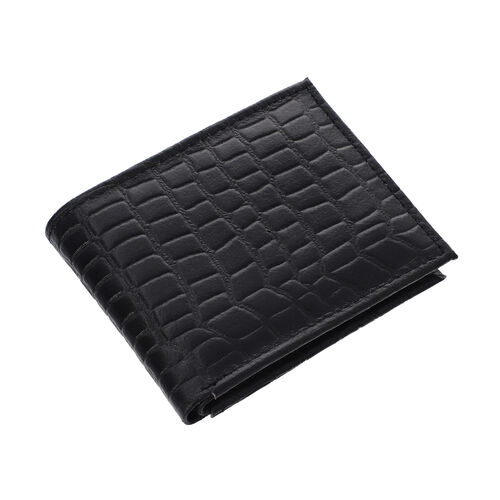 Herrengeldbörse aus echtem Leder mit RFID Schutz und Kroko-Prägung, Schwarz image number 0