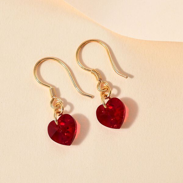 J Francis gefertigt mit SWAROVSKI- Siam Farbe Swarovski Kristall Herz Ohrringe image number 2