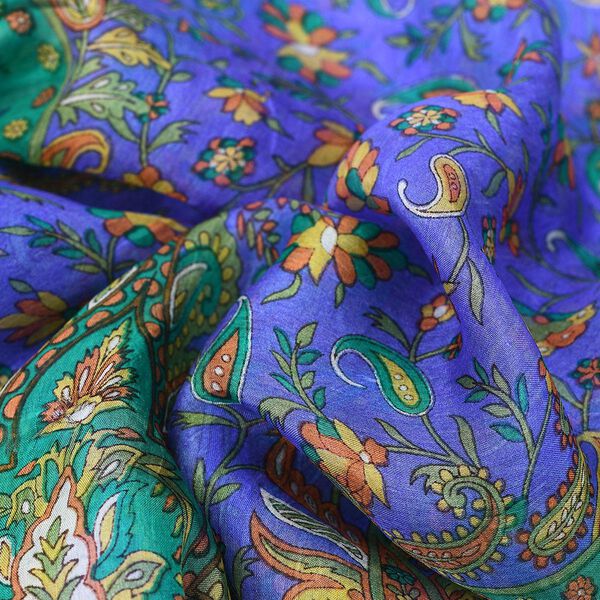 Bedruckter 100% Satin-Seidenschal, 48x160cm, Paisley Gr&uuml;n image number 6