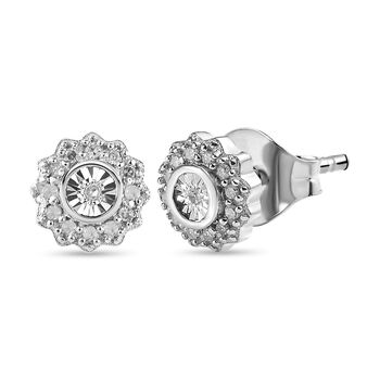 Diamant Ohrstecker, 925 Silber platiniert ca. 0.11 ct