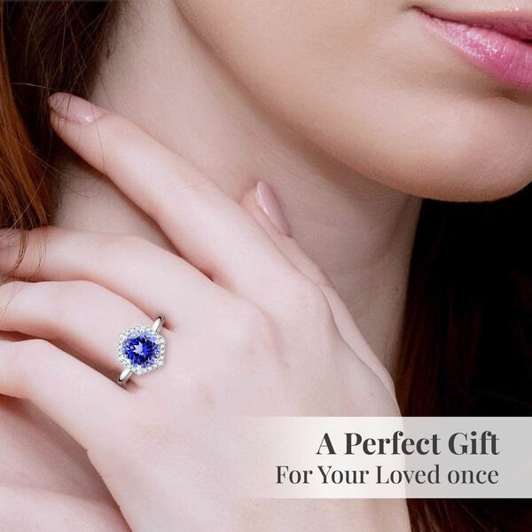 Rhapsody AAAA Tansanit, Wei&szlig;er Diamant Ring 950 Platin (Gr&ouml;&szlig;e 17.00) ca. 3,00 ct image number 5