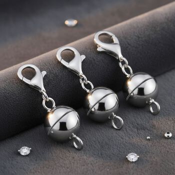 3er Set - Magnetverschluss mit Karabinerverschluss, 925 Silber - 3 Gramm