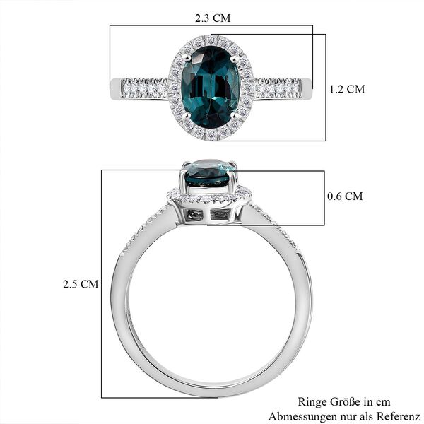 Rhapsody AAAA Pirineu Lagunen Turmalin, Weißer Diamant Ring 950 Platin (Größe 20.00) ca. 2.03 ct image number 7