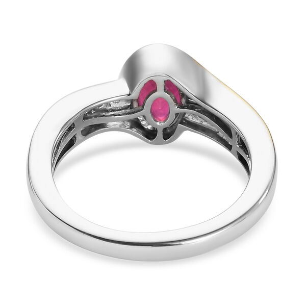 Afrikanischer Rubin und Zirkon Ring 925 Silber Bicolor  ca. 1,41 ct image number 6