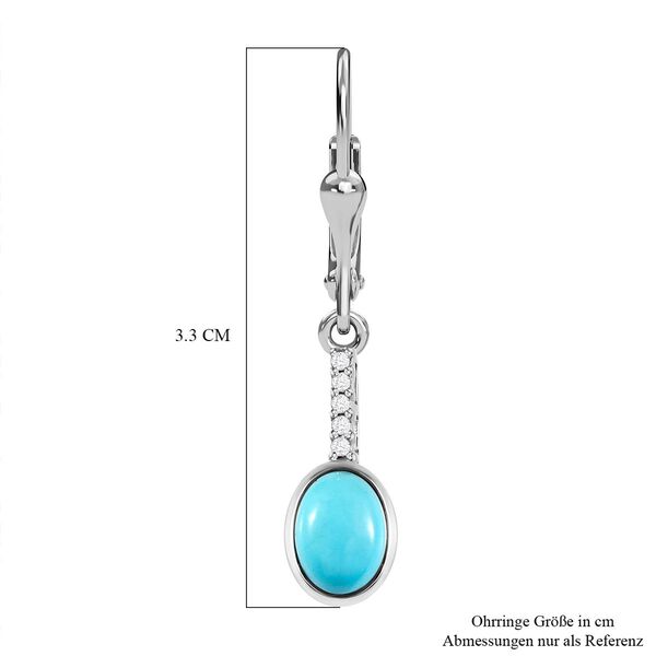 Amerikanische, natürliche Sleeping Beauty Türkis und weiße Zirkon-Ohrhänger - 1,40 ct. image number 6