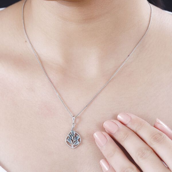 Paraiba-Apatit Anhänger 925 Silber platiniert ca. 1.08 ct image number 3