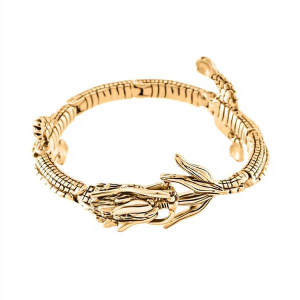 Designer Style- Drachen Armreif 316L Edelstahl ca. 20 cm ca. 71,50g, Goldfarben