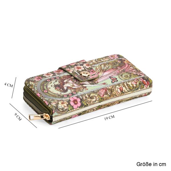 Langbörse mit Alphonse-Mucha-Motiv, 19x4x9 cm, Grün image number 9