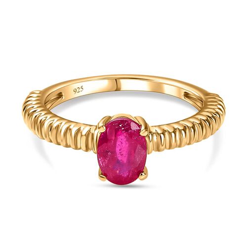 Afrikanischer Rubin (Fissure gefüllt) Ring, 925 Silber Gelbgold Vermeil, (Größe 19.00) ca. 1.09 ct image number 0