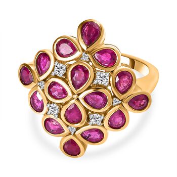 Afrikanischer Rubin und Zirkon-Ring - 4 ct.