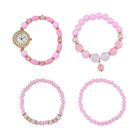 4er Set STRADA - Uhr mit Rosa Kristall Armbänder
