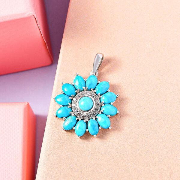 Sierra Nevada Türkis und floraler Zirkon-Anhänger - 6,74 ct. image number 3