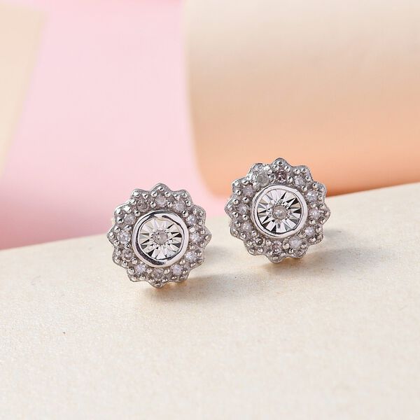 Diamant Ohrstecker, 925 Silber platiniert ca. 0.11 ct image number 2