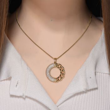 Wei&szlig;er Zirkonia Schmuckset ca. 50 cm mit 5 cm extender, Nickelfreies Messing goldfarben