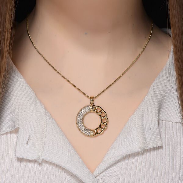 Wei&szlig;er Zirkonia Schmuckset ca. 50 cm mit 5 cm extender, Nickelfreies Messing goldfarben image number 1