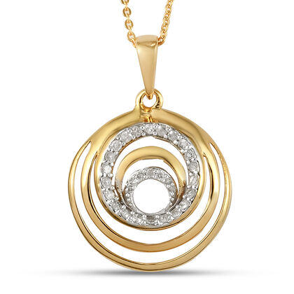 Diamant-Anhänger mit Silberkette, 50 cm, 925 Silber Gelbgold Vermeil ca. 0,33 ct