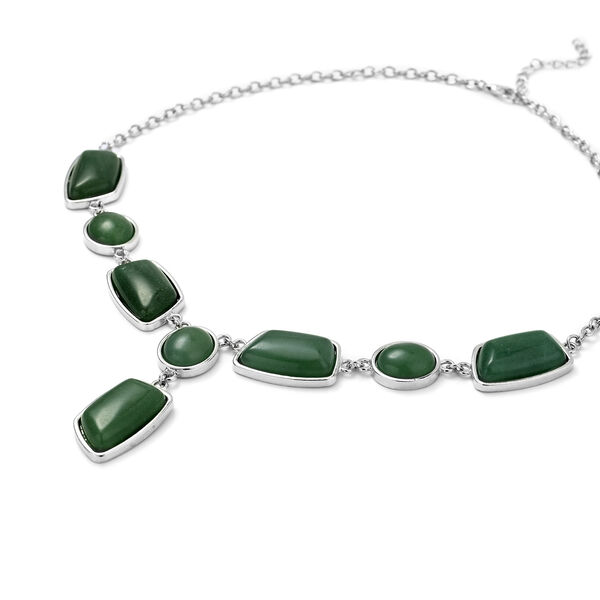 Gr&uuml;ne Aventurin-Halskette, 45 cm, silberfarben ca. 135,00 ct image number 3