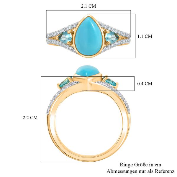 D'Joy AA Sleeping Beauty Türkis, blauer Apatit und Zirkon Ring - 2 ct. image number 7