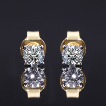 LUXURIANT VS Labor Diamant Ohrstecker, 925 Silber Gelbgold Vermeil - 1,50 ct.