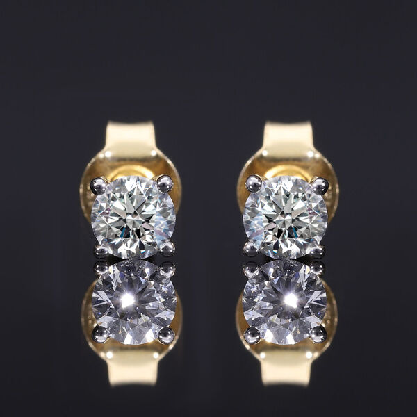 LUXURIANT VS Labor Diamant Ohrstecker, 925 Silber Gelbgold Vermeil - 1,50 ct. image number 4